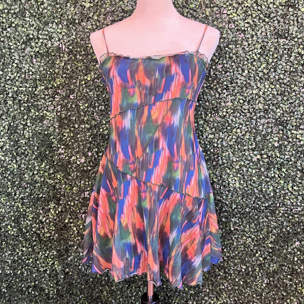 Urban Outfitters Mesh Ruffle Trim Mini Dress Size Small